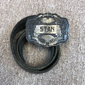 Vintage Brass STAN Belt Buckle. Odin Inc Brand.